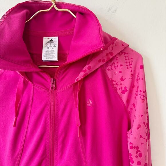 Adidas Hot Pink Powerluxe Rainshine Hooded Zip Up Athletic Jacket S - Picture 9 of 11